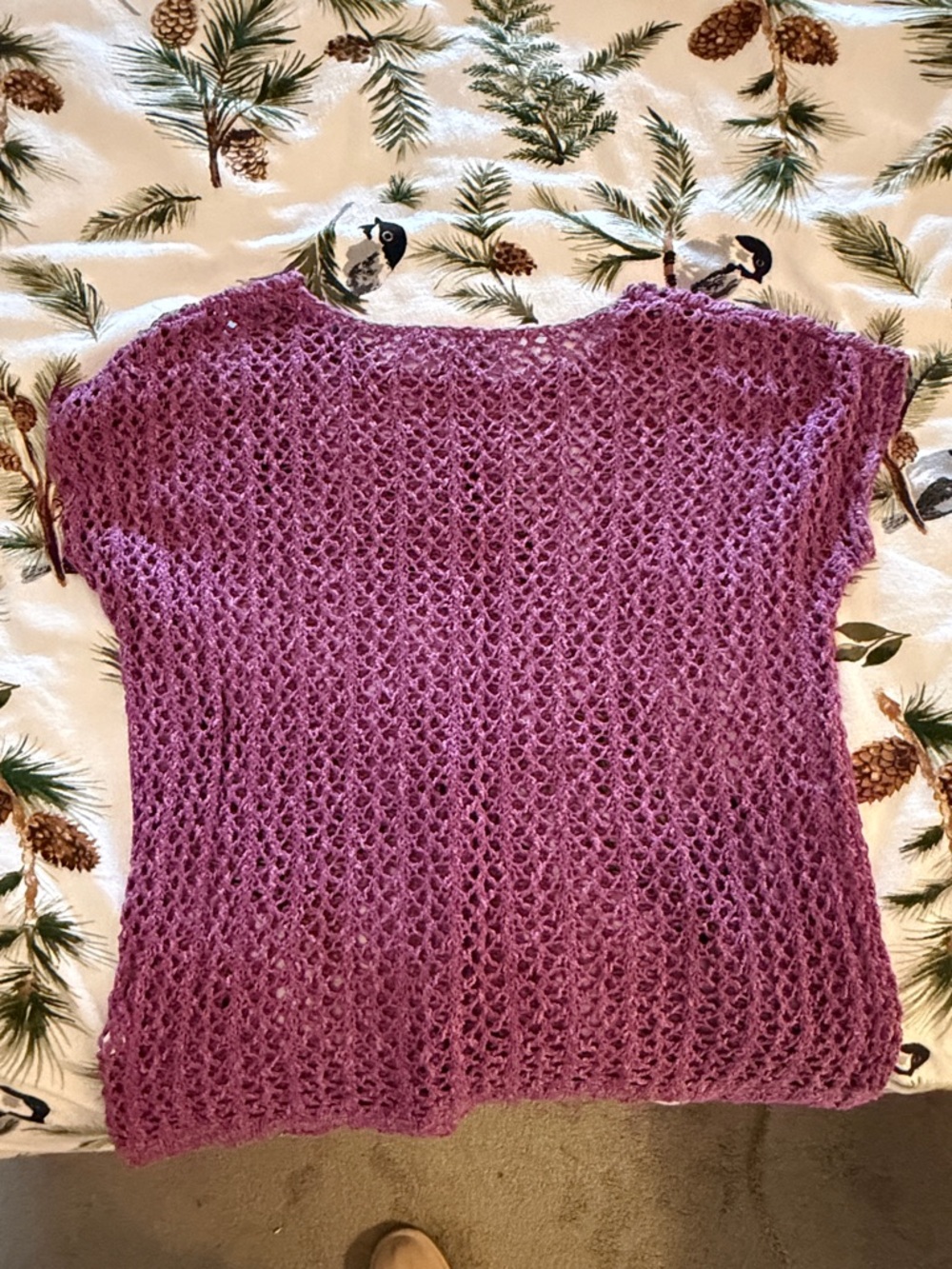 J. Jill Open-Weave Lavender Crochet Short Sleeve Top - Picture 3 of 3